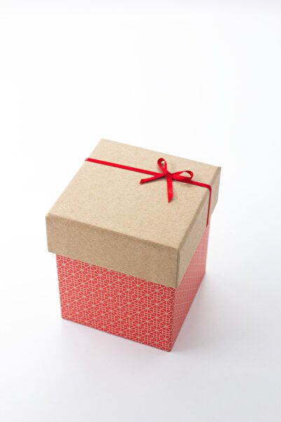 carton box Karton Kutu 1 Adet Küçük Kraft Kırmızı Desenli Boş Hediye Sert Kutu 9,5cmx9,5cmx11,5cm