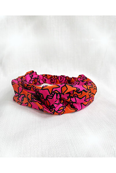 Stella Eşarp Γυναικείο αξεσουάρ μαλλιών σατέν μπαντάνα σε ροζ πορτοκαλί χρώμα