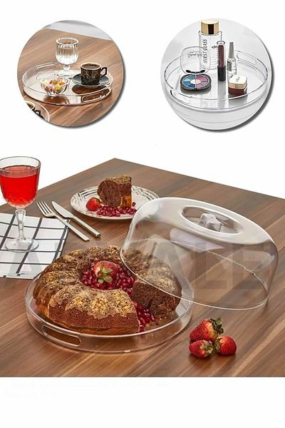 ARVALE 2 Pieces Crystal Jar Set - 1 Piece 27 cm Round, 1 Piece 25X18 cm Square Jar - Cake Jar Presentation Set