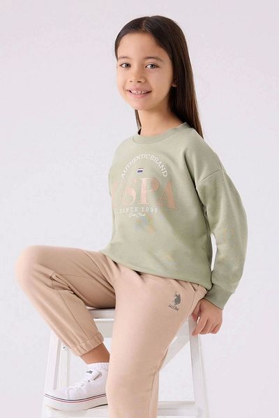 U.S. Polo Assn. Σετ φόρμας Tea Green για κορίτσια - US1975