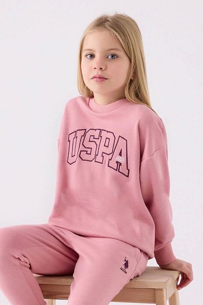 U.S. Polo Assn. Set de trening pentru fete retro roz