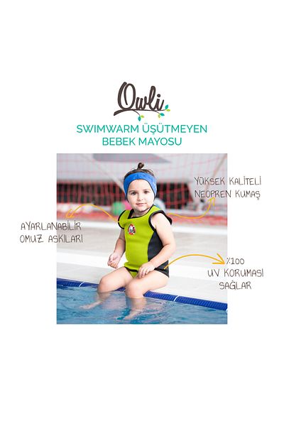 Owli Swimwarm Non-Cold Baby Swimsuit Neon Yellow - Black