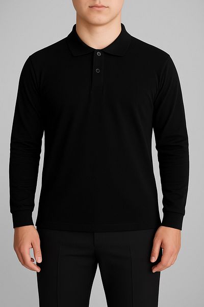 FATELLA Unisex Adult Long Sleeve Solid Color Basic Polo Collar High School Lacoste T-shirt