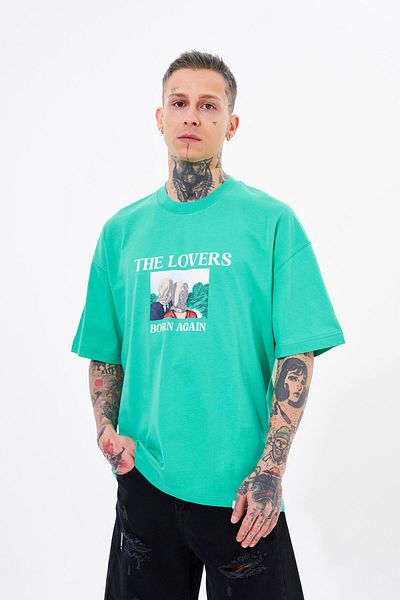 Machinist Ανδρικό μπλουζάκι The Lovers Printed Oversize ανοιχτό πράσινο