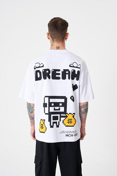 Machinist Ανδρικό μπλουζάκι Dream Rob με στάμπα Oversize Λευκό