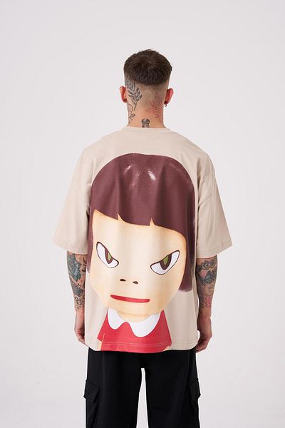 Machinist Tricou pentru bărbați Cosmic Light imprimat oversize bej deschis