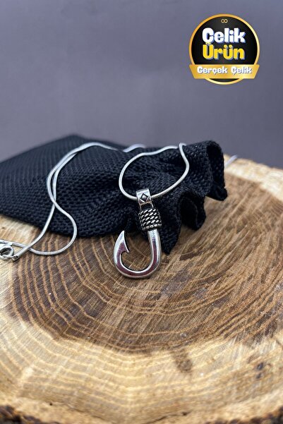 Balzamin Design Kanca Olta Denizci Kolyesi Çelik Zincir Çelik Kolye Ucu Unise...