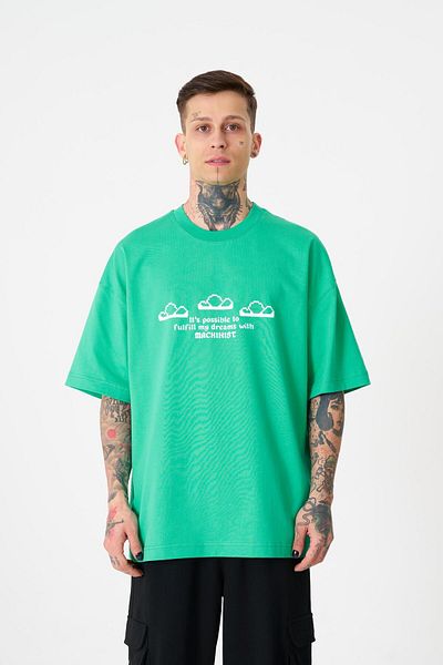 Machinist Ανδρικό μπλουζάκι Dream Rob με στάμπα Oversize ανοιχτό πράσινο