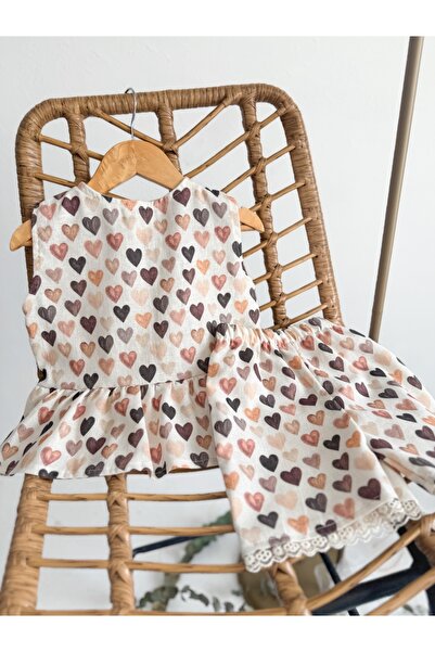 Sis and Bro Heart Pattern Linen Bottom-Top Set