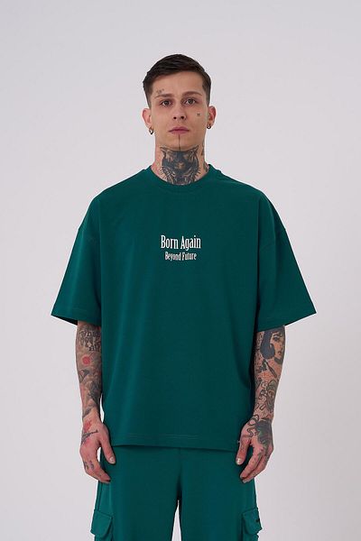 Machinist Ανδρικό μπλουζάκι Beyond Future Printed Oversize Petrol Green T-shirt