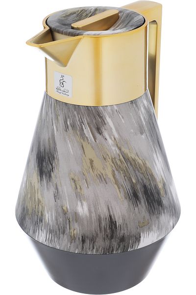 Alsaif Gallery Lydia Pro Thermos, Gray Marble, Golden Handle, 1 Liter