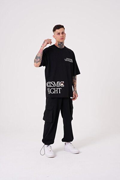 Machinist Ανδρικό μαύρο μπλουζάκι Cosmic Light Printed Oversize