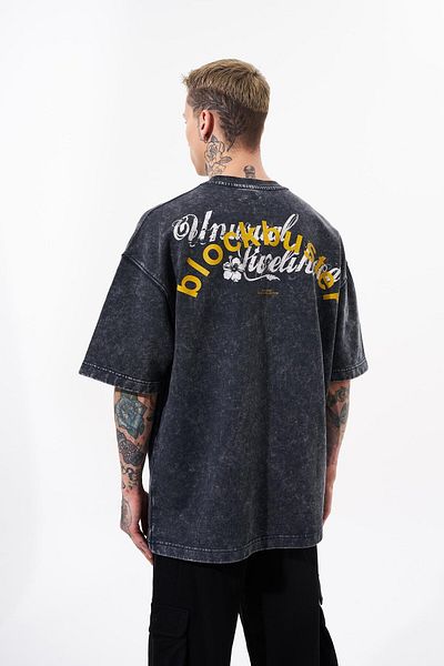 Machinist Ανδρικό μπλουζάκι με στάμπα Blockbuster Oversize Asphalt