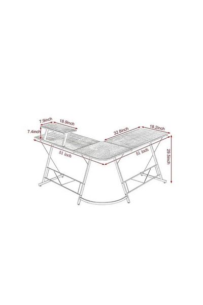 Luxury Home L-Shaped Office Desk Computer Desk for Home Gaming Easy Assembly Black EI-104