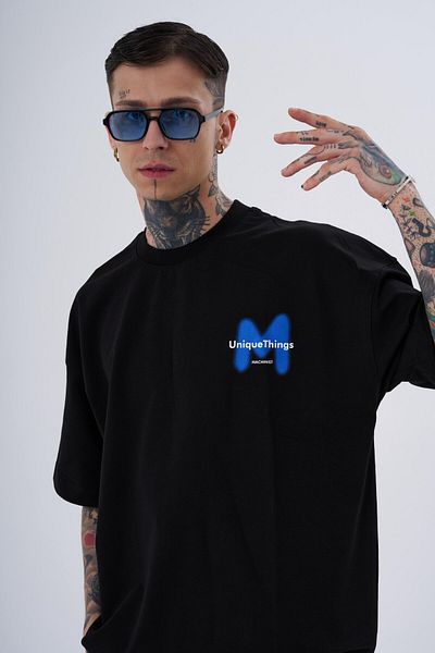 Machinist Men's M Spray Printed Oversize Black T-Shirt
