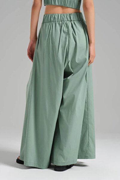 tw3 Women's Pleated Detailed Skirt Look Design Loose Wide Leg Trousers