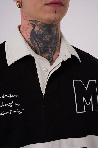 Machinist Men's 87 Pieced Polo Collar Black T-Shirt
