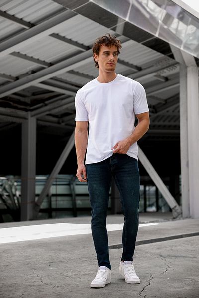 Newtime Ανδρικό τζιν Skinny Fit Πράσινο Φιμέ Δάχτυλα
