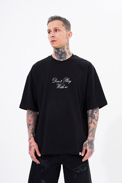 Machinist Men's Oversize Black T-Shirt - 'Don't Play With' Printed