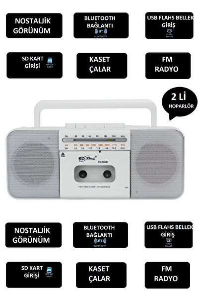 whitetech Nostalji Müzik Seti Kasetçalar Fm Radyo Usb Mp3 Player Bluetooth Ho...