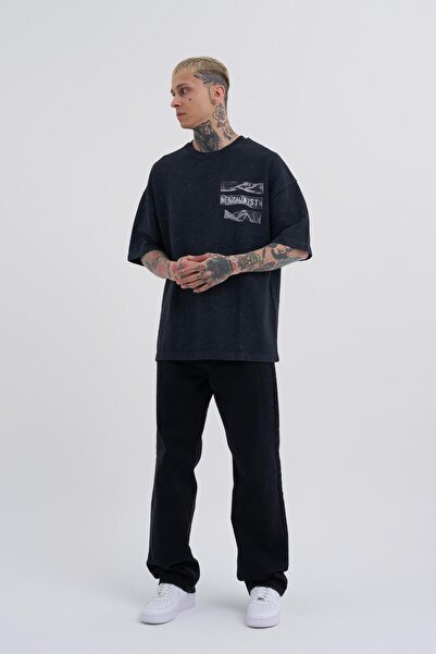 Machinist Men's Oversize Asphalt Cloudy T-Shirt - Washable and Tape Printed