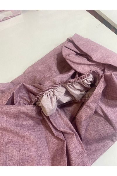 CANDAN ÇEYİZ Set cuvertură de pilota Hürrem Plum cu cearșaf dublu din bumbac elastic