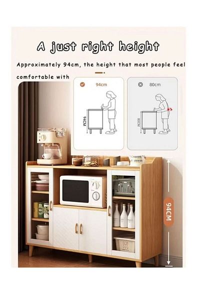 Generic Coffee Corner Cabinet for Living Room or Office with Doors, Drawers and Microwave Holder
