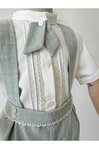 Sis and Bro Boy's Luxury Green Salopet and Shirt (Collar Included)