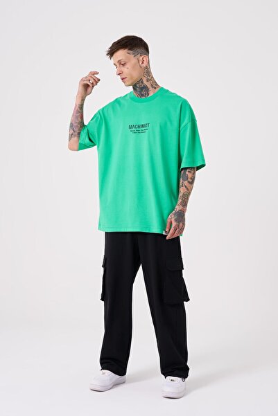 Machinist Ανδρικό μπλουζάκι με στάμπα Money Roles Oversize ανοιχτό πράσινο