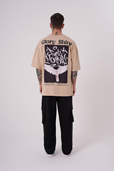 Machinist Ανδρικό μπλουζάκι Glory Shine Printed Oversize Beige T-shirt