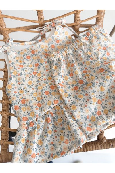 Sis and Bro Floral Linen Bottom-Top Set