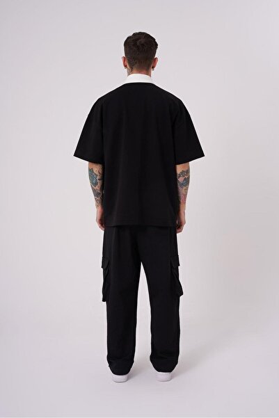 Machinist Men's World Star Polo Collar Black T-Shirt