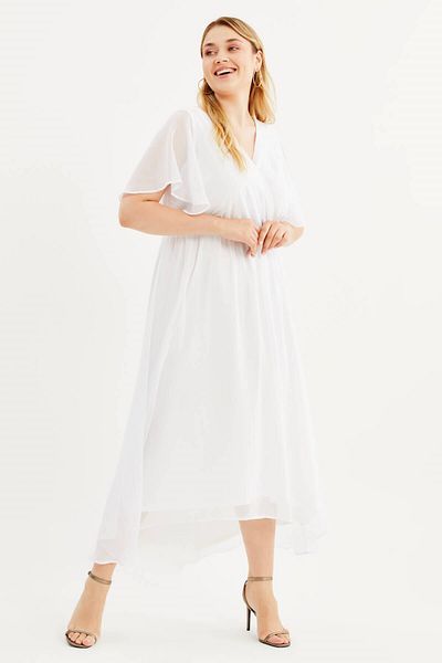 MYLİNE Wrap Cape Sleeve Chiffon Dress