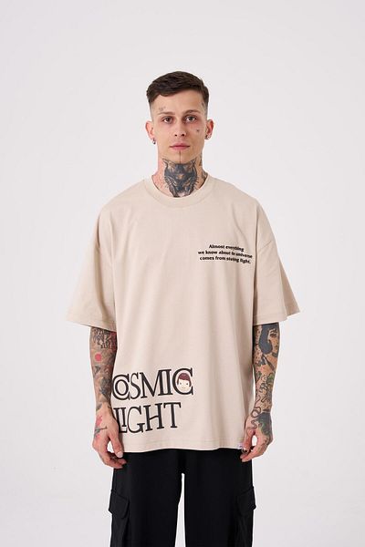 Machinist Tricou pentru bărbați Cosmic Light imprimat oversize bej deschis