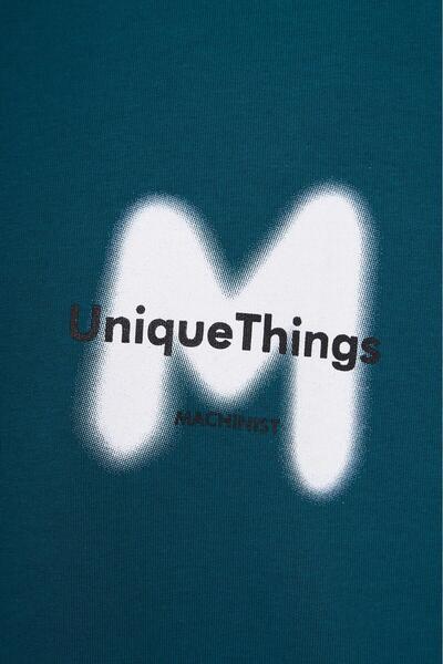 Machinist Ανδρικό μπλουζάκι με στάμπα με σπρέι Oversize Petrol Green