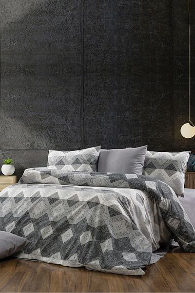 CANDAN ÇEYİZ Double Bedding Set: Elastic Cotton Prism Duvet Cover with 4 Pillowcases (Gift Production)