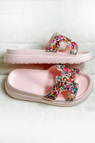 Ayakkabı Durağı Women's Powder Traditional Stone Slippers