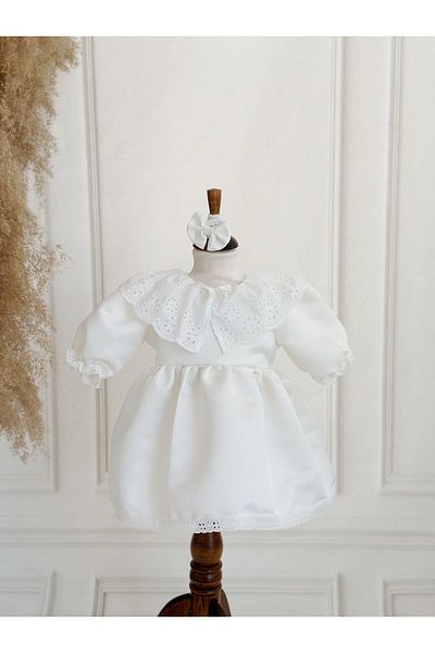 Hobidik Off-White Daisy - Baby Mevlüt Dress Set with Cape Collar