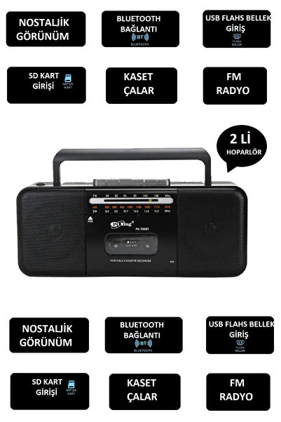 whitetech Nostalji Müzik Seti: Kasetçalar, Fm Radyo, Bluetooth Hoparlör & Usb...