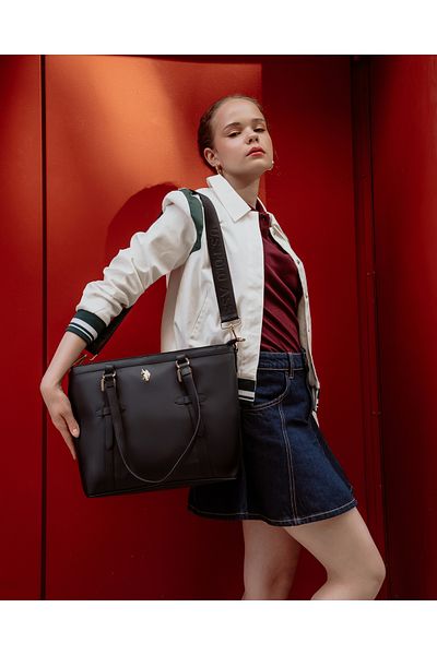 U.S. Polo Assn. Geantă neagră de umăr pentru femei Us25581