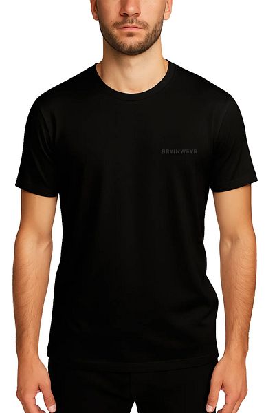 BRAINWEAR Tricou pentru bărbați din bumbac lycra cu imprimeu cu logo - croiala confortabilă elastică