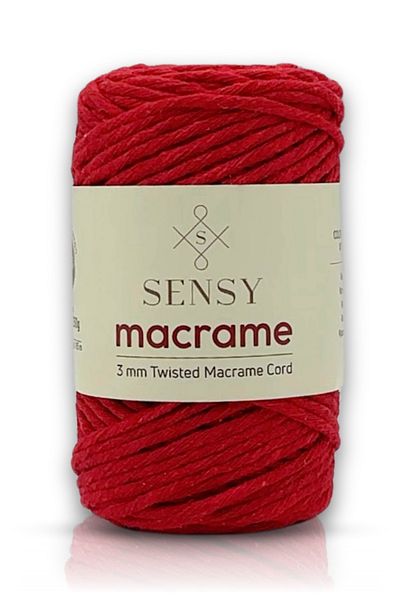 SENSY Ață de ață de macrame din bumbac pieptănabil premium Taranan Macrame Roșu