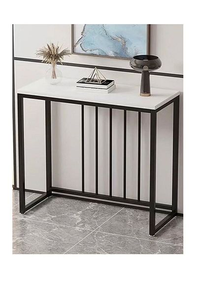 Generic Entryway Console Table, Narrow MDF Side Table, Stainless Steel Frame and Bases
