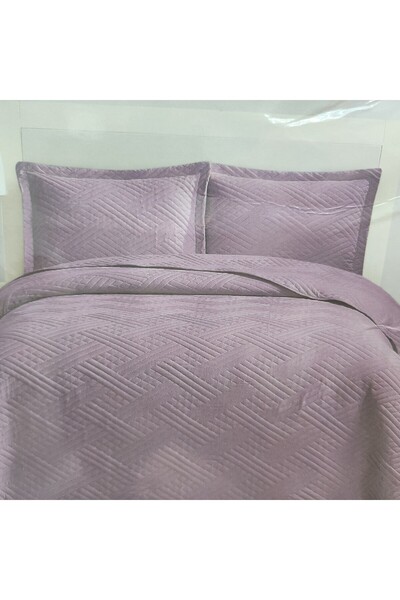 Bella Home Washed Çift Kişilik Yatak Örtüsü Mozaik Kül Moru