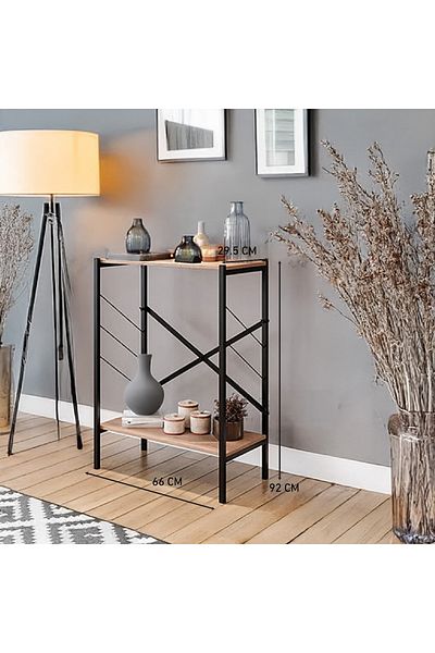 AGD Corner Coffee Table for Living Room, Entryway, Sofa, Foyer, Console Entryway Table and Bookcase Wood, Brown