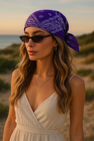 Goldmine Унисекс бандана с етнически шарки, 100% памук, лилава