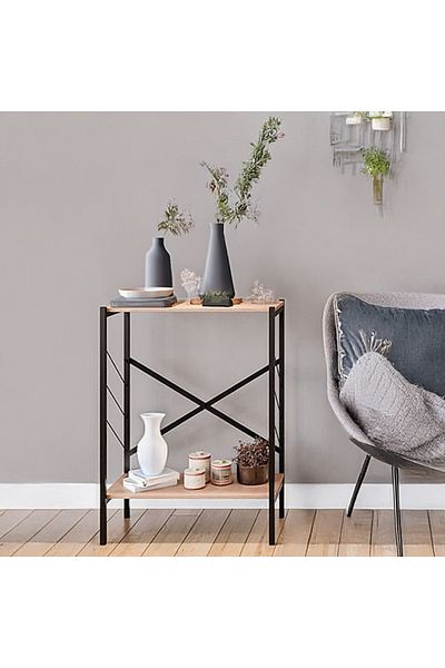 AGD Corner Coffee Table for Living Room, Entryway, Sofa, Foyer, Console Entryway Table and Bookcase Wood, Brown