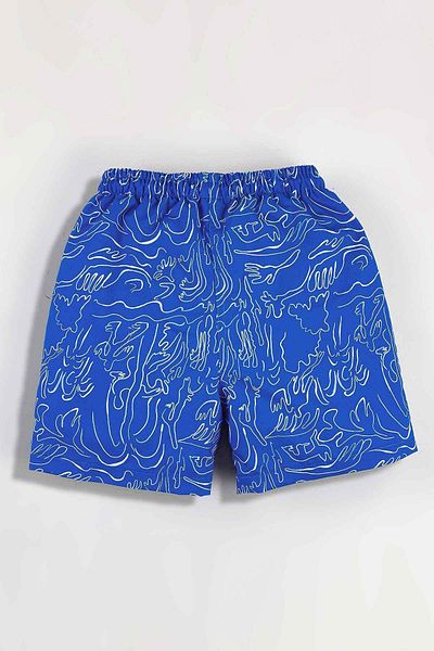 Gold Class Kidswear Pantaloni scurți de mare pentru băieți cu căptușeală cu model valuri