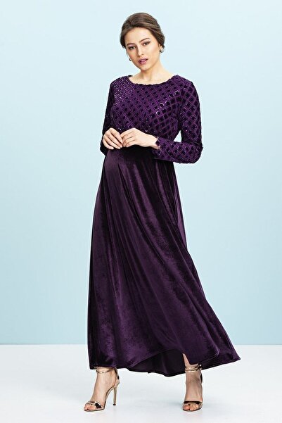 Even Fashion Hamile Giyim فستان سهرة طويل مخملي للحوامل