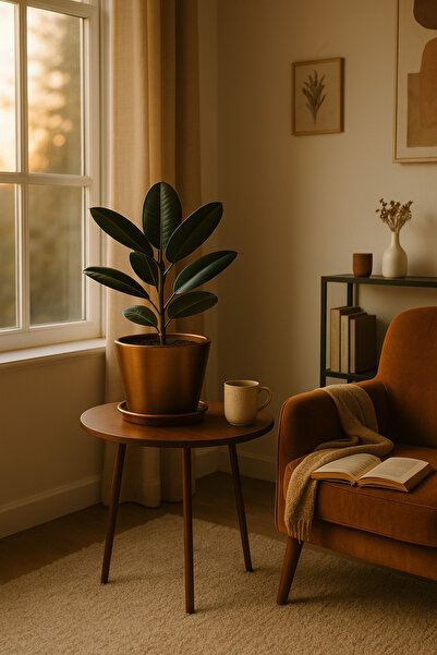 Evdek Tabaklı Bronz Konik Çömlek Saksı 16x16 Cm